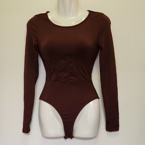 Long Sleeve Bodysuit - Reddish Brown